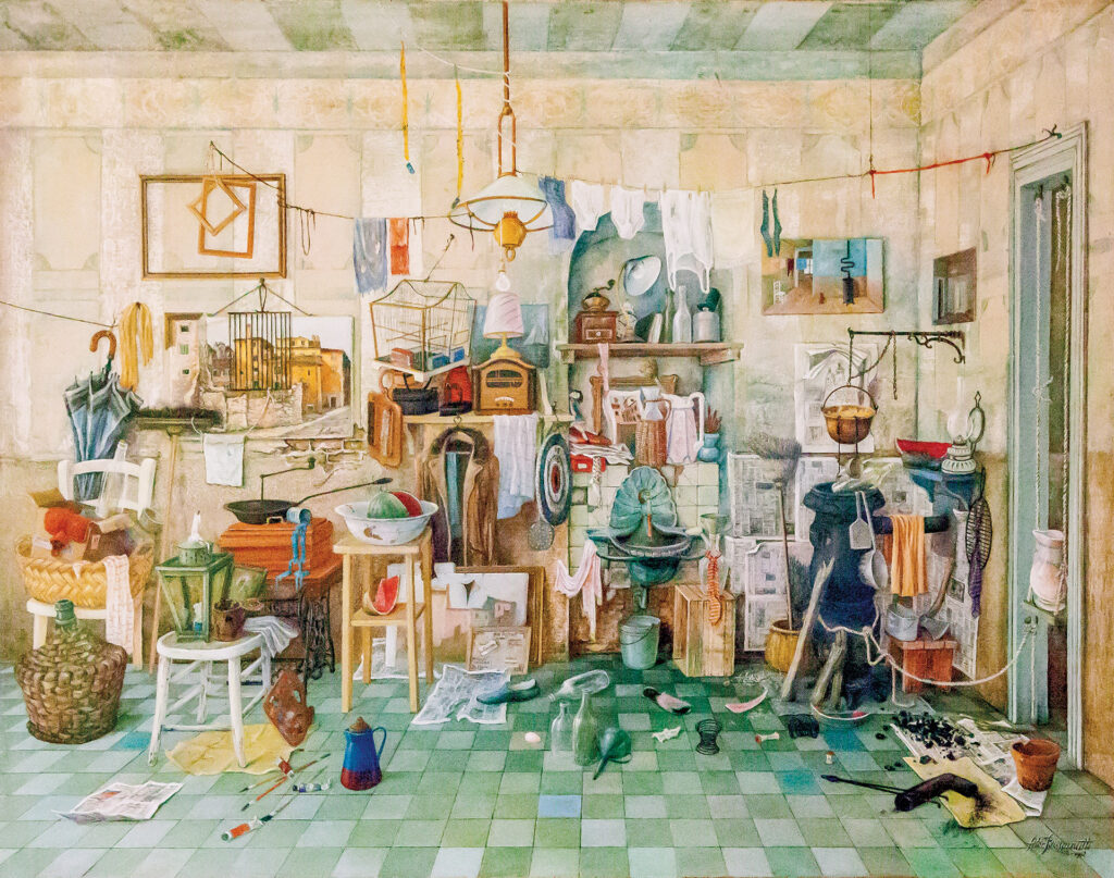 "Interno verde" cm. 90x70. Olio su tavola.1983