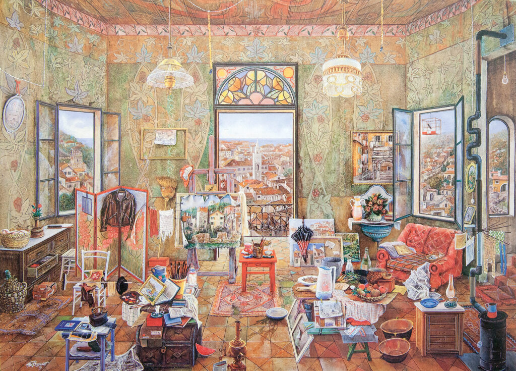 "Su Trieste Muggia Carso" cm. 90x70. Olio su tavola. 1989