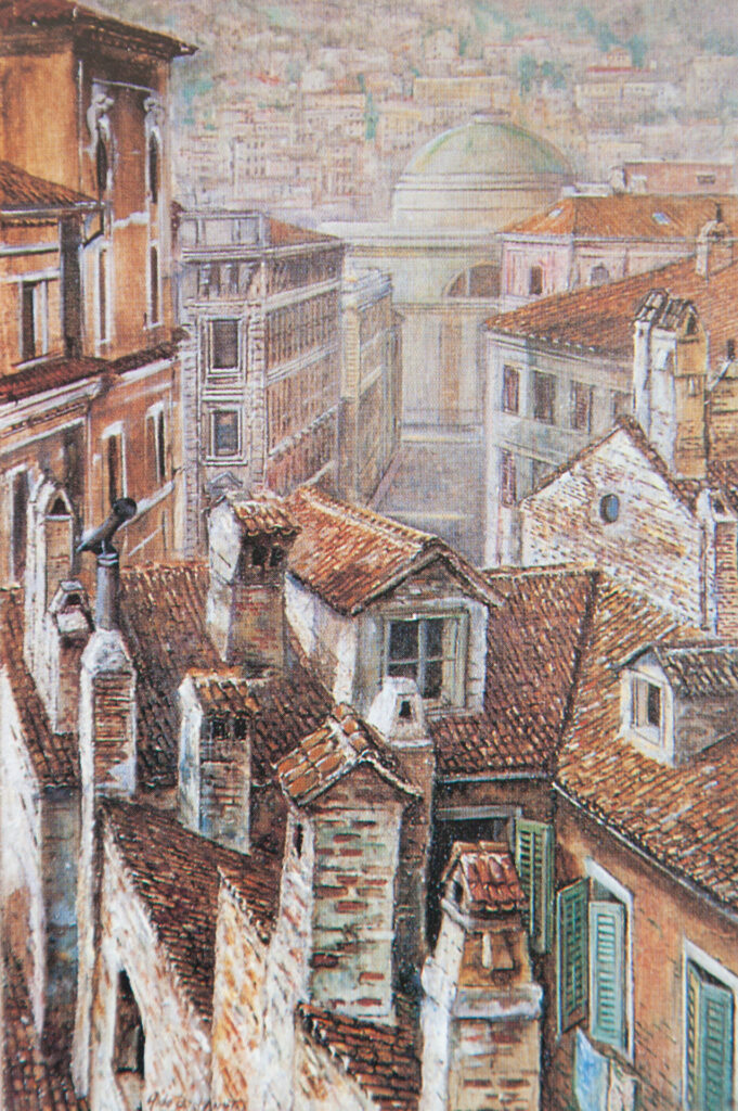 "In via Santa Caterina" cm. 20x30. Olio su tavola. 1978